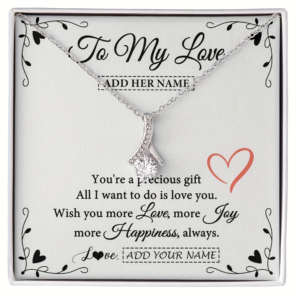 Personalized Romantic Necklace Gift for Love, Custom Card